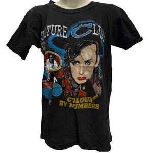 Vintage Boy George Black T-Shirt Culture Club Unisex S Graphic Single Stitch